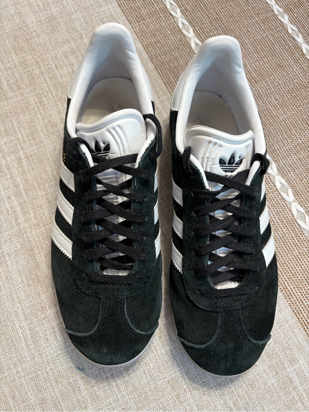 adidas Black Suede Sneakers with White Stripes